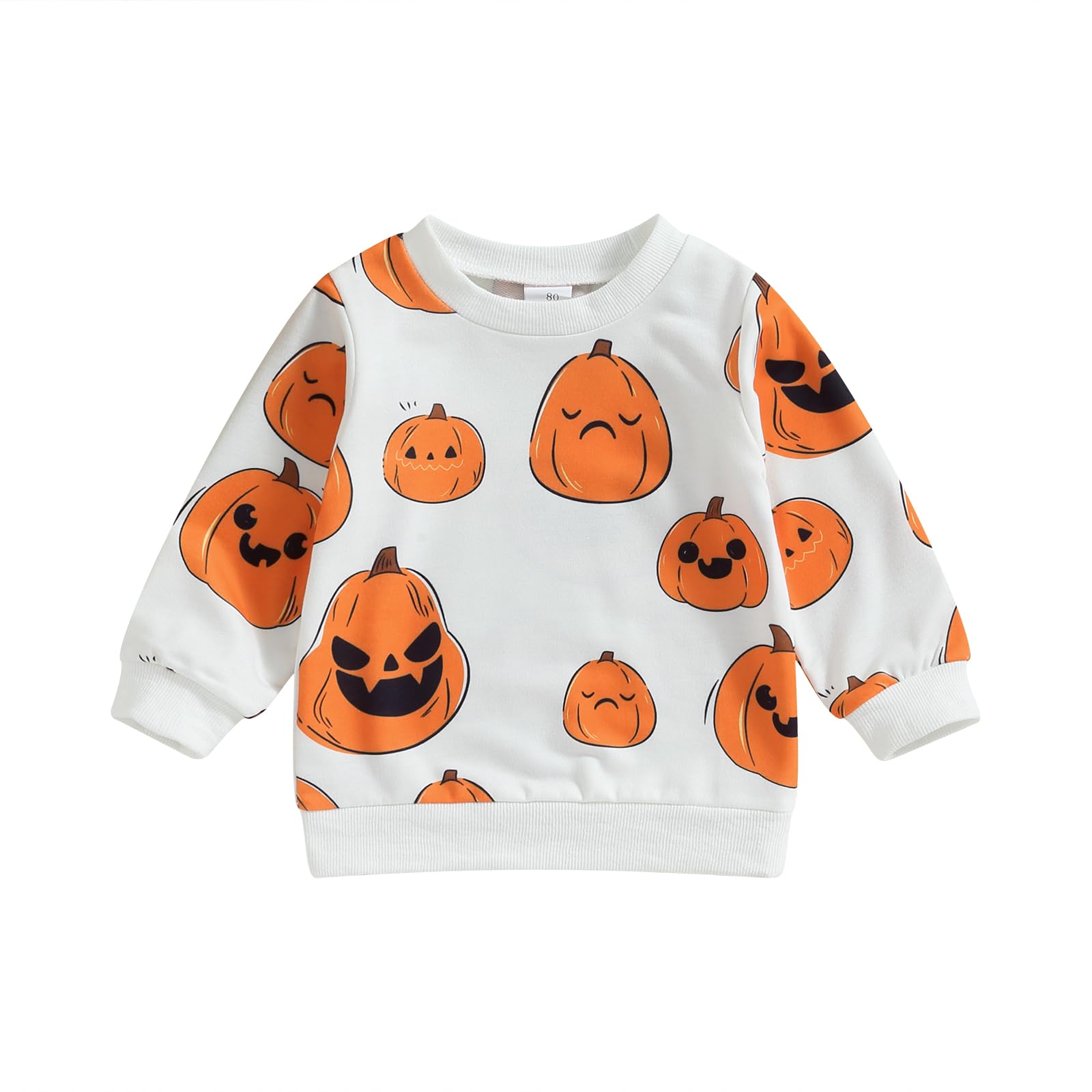 Urkutoba Little Boy Girl Pumpkin Sweatshirt Halloween Oversized Pullover Sweatshirt Long Sleeve Fall Winter Clothes