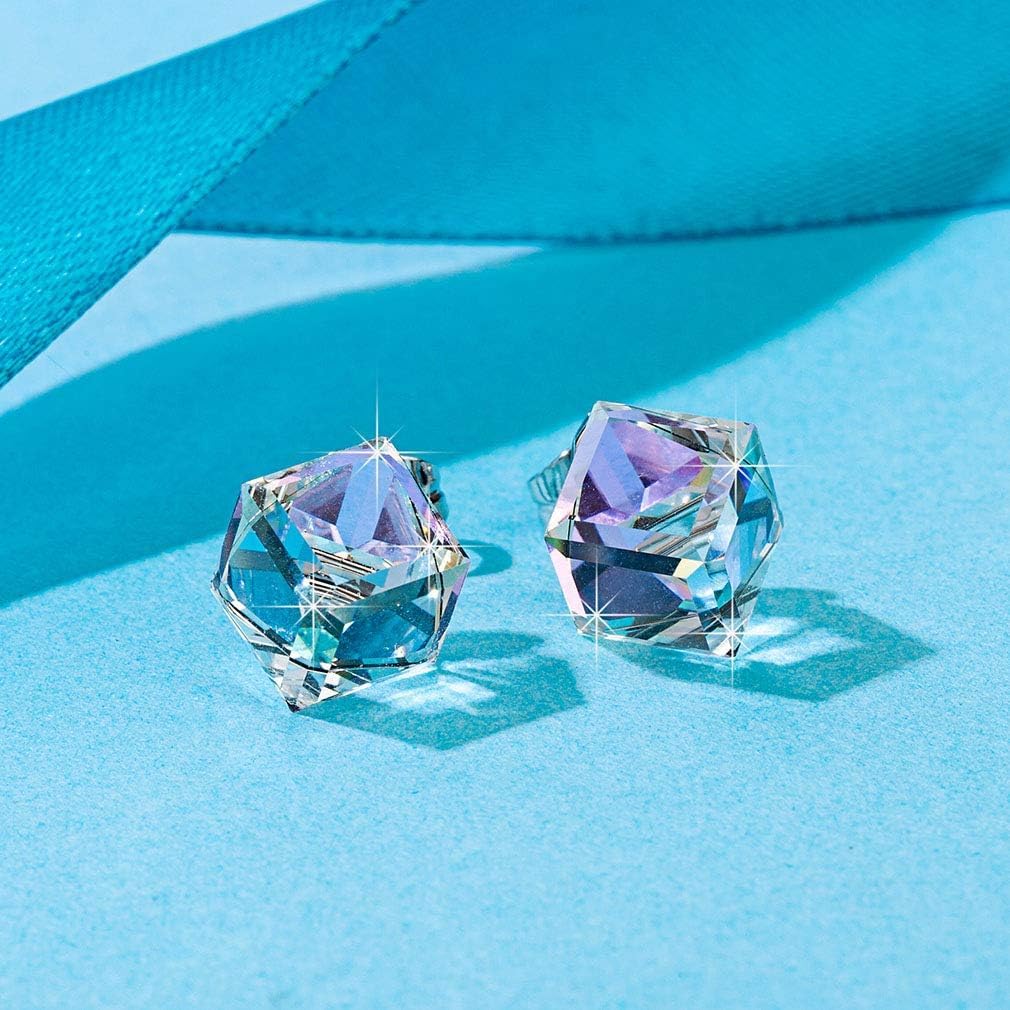 Cube Austrian Crystal Drop Stud Earrings for Women Fashion S925 Sterling Silver Hypoallergenic Jewelry - Image 5