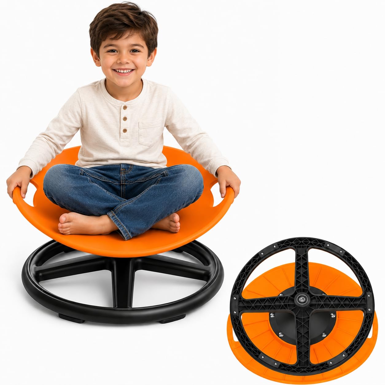 UNIVERSAL COMFORT Sensory Spinning Chair for Autism, Non-Slip Design Orange