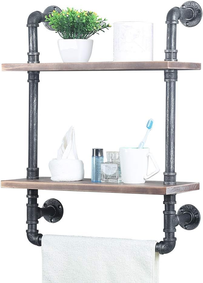 🛒 Flash Sale Industrial Bathroom Shelves Wall Mounted 2 Tiered,Rustic 19.68in Pipe Shelving Wood Shelf with Towel Bar,Farmhouse Towel Rack,Metal Floating Shelves Towel Holder,Iron Distressed Shelf Over Toile Flash Deals - 70% OFF Industrial Bathroom Shelves Wall Mounted 2 Tiered,Rustic 19.68in Pipe Shelving Wood Shelf with Towel Bar,Farmhouse Towel Rack,Metal Floating Shelves Towel Holder,Iron Distressed Shelf Over Toile