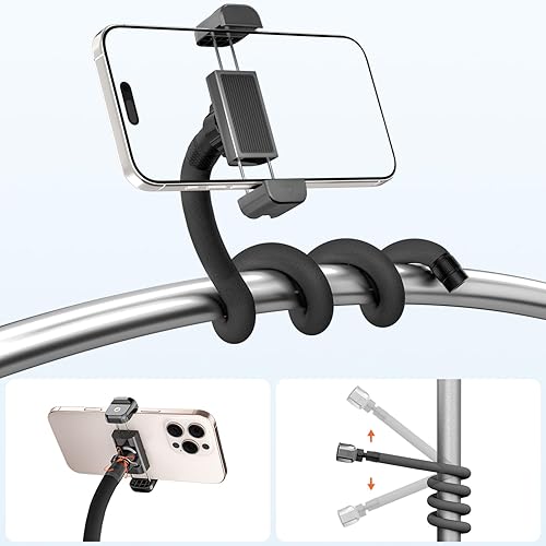 Miniatura 2 de Uogw Soporte de teléfono para cinta de correr, cochecito, bicicleta, carrito de golf, carrito de compras, soporte de teléfono de brazo largo de