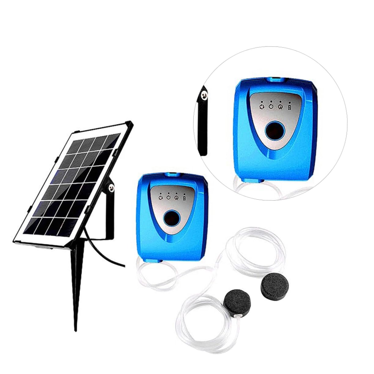 POPETPOP de para Acuario Panel Solar para Peces Aireador de Agua Sumergible sin Ruido 35 Recargable por USB Aireador para Pesca al Aire
