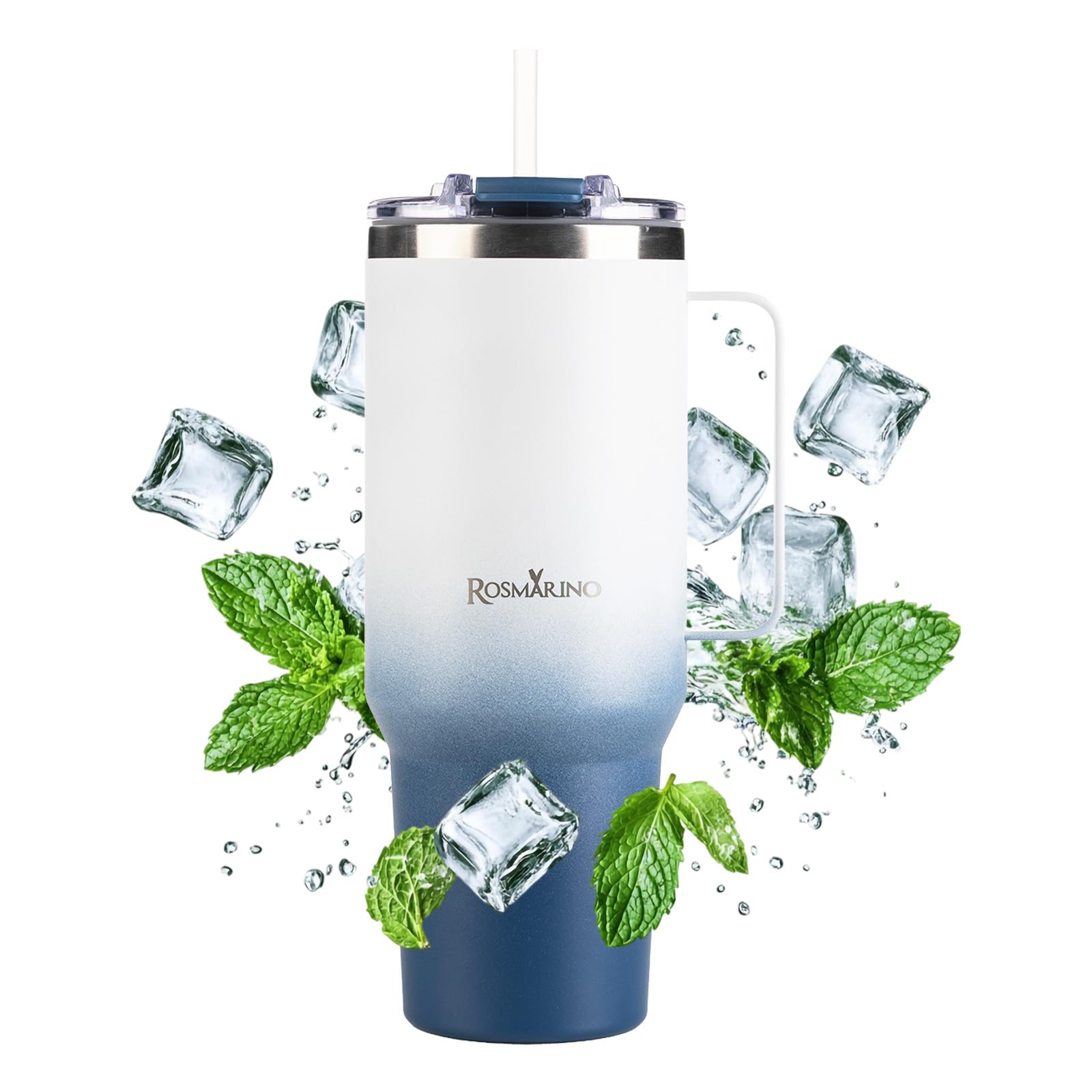 Rosmarino Tazza termica Ombre 1160 ml – Blu – Tazza da viaggio a doppia parete in acciaio inox – a prova di perdite e riutilizzabile – mantiene freddo 11 h e caldo – senza BPA