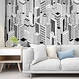LACHEERY 12 x 80in Black and White Peel and Stick Wallpaper for Bedroom Walls City Wallpaper for Living Room Self Adhesive Contact Paper Removable Wall Paper