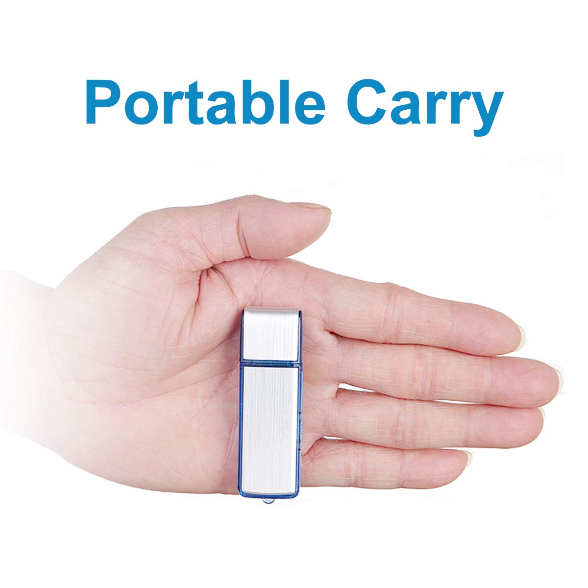 Mini Espía Grabadora de Voz,Lychee 8 GB Portatil Grabadora Activada por voz/90 Horas de Capacidad/USB Recargable/Carcasa de Metal/para Conferencias, Lecciones, Entrevistas (Azul)