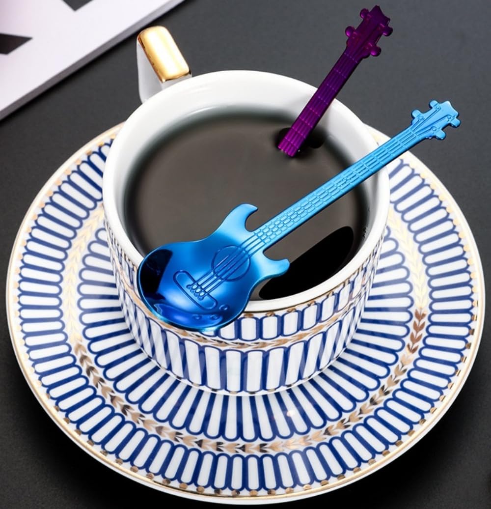 Cucchiaini da Caffe Chitarra Mini Cucchiaini da caffè 7 pz Acciaio Inossidabile Cucchiaini da Cucina Zucchero per tè, caffè, Dessert, Gelato, Miscelazione, Frappè, Milkshake, Drink