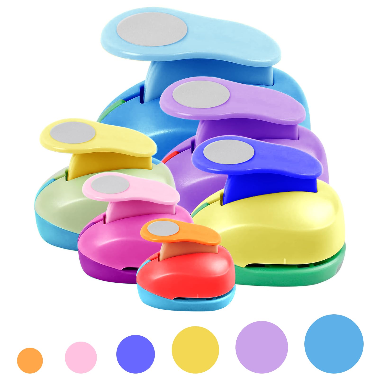 6 Sizes Circle Punch for Paper Crafts - Cutters, Includes 3 inch Circle Punches, Random Color Matching, Easy Operation - Ideal for Crafts & Paper Projects