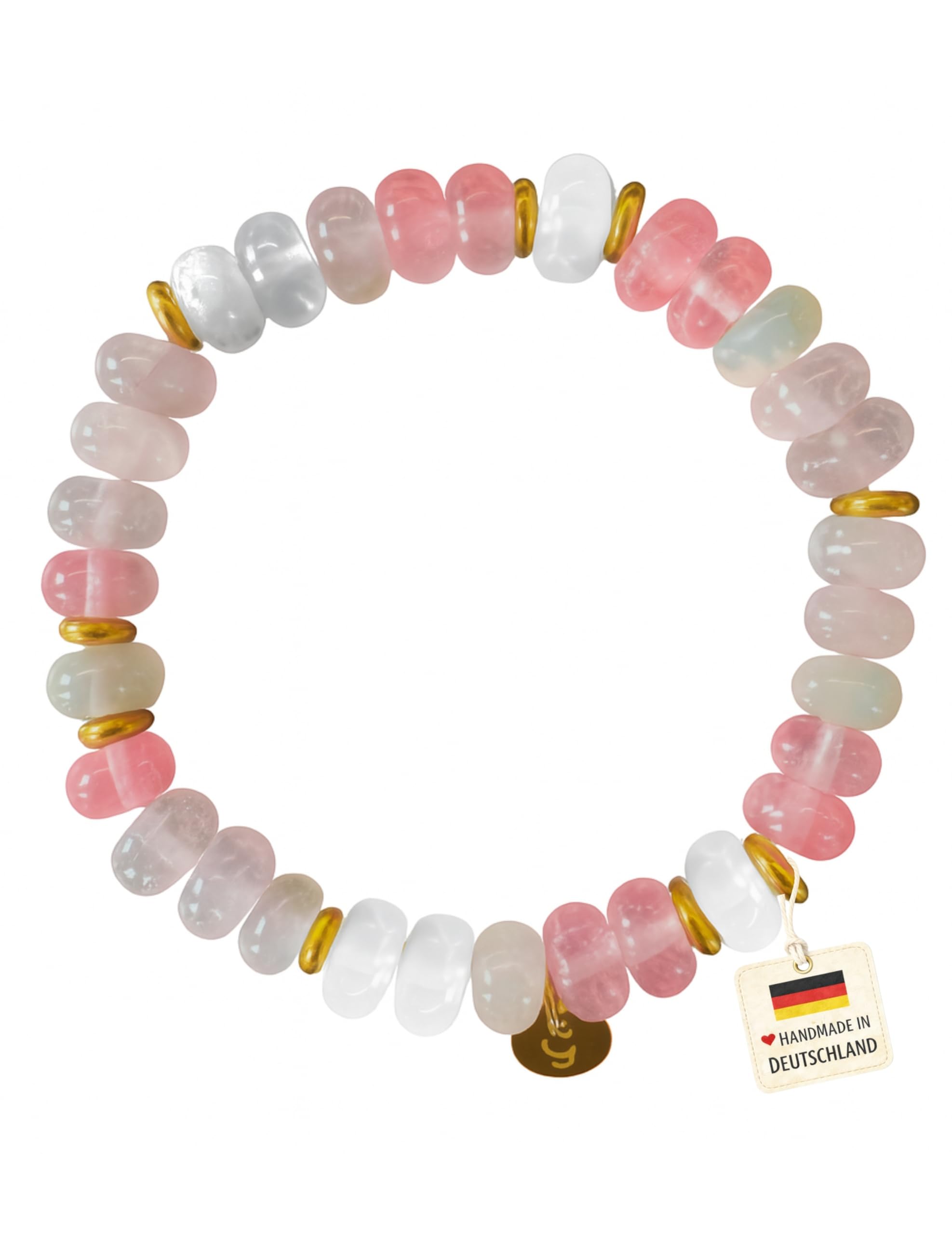 happymaker - Perlenarmbänder bunt Damen mit echten Edelsteinen, Armband Set, Schmuckschachtel, handgefertigt in Deutschland