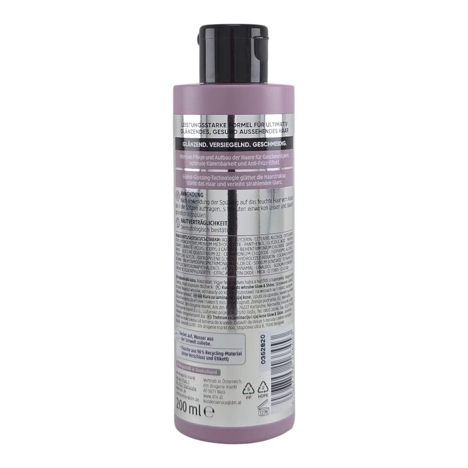 Balea GLOW & SHINE Komplett-Set (5-teilig) | Ultimatives Haarpflege-System für Spiegelglanz mit Shampoo, Spülung, Laminier-Kur, Hitzeschutz & Finishing Spray | mit Glykol-Glossing-Technologie