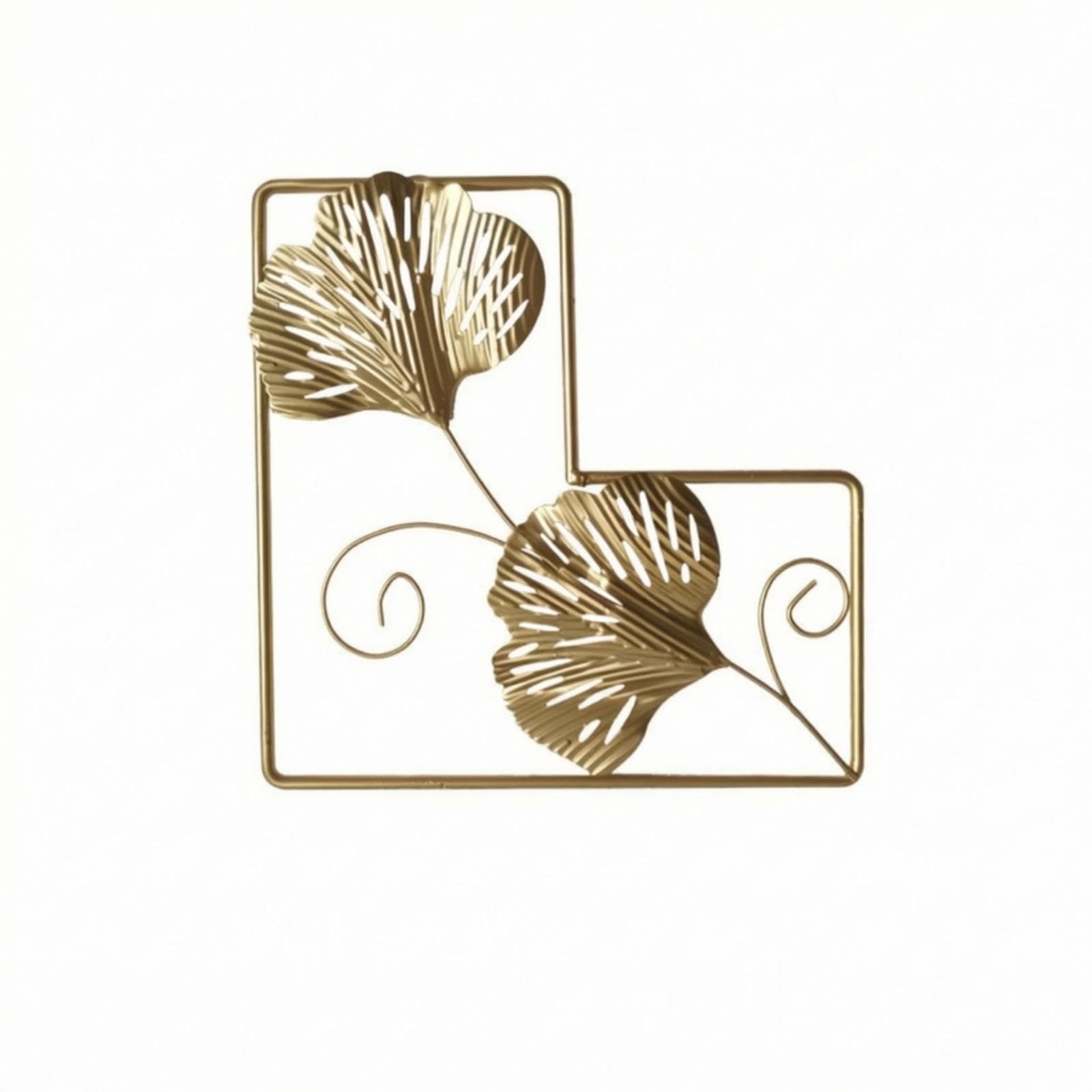 SNAPPSY Metal Wall Golden-Hued-Toned Wall Decoration with Leaf Design Openwork for Living Room, Bedroom, Entryway E-image-17