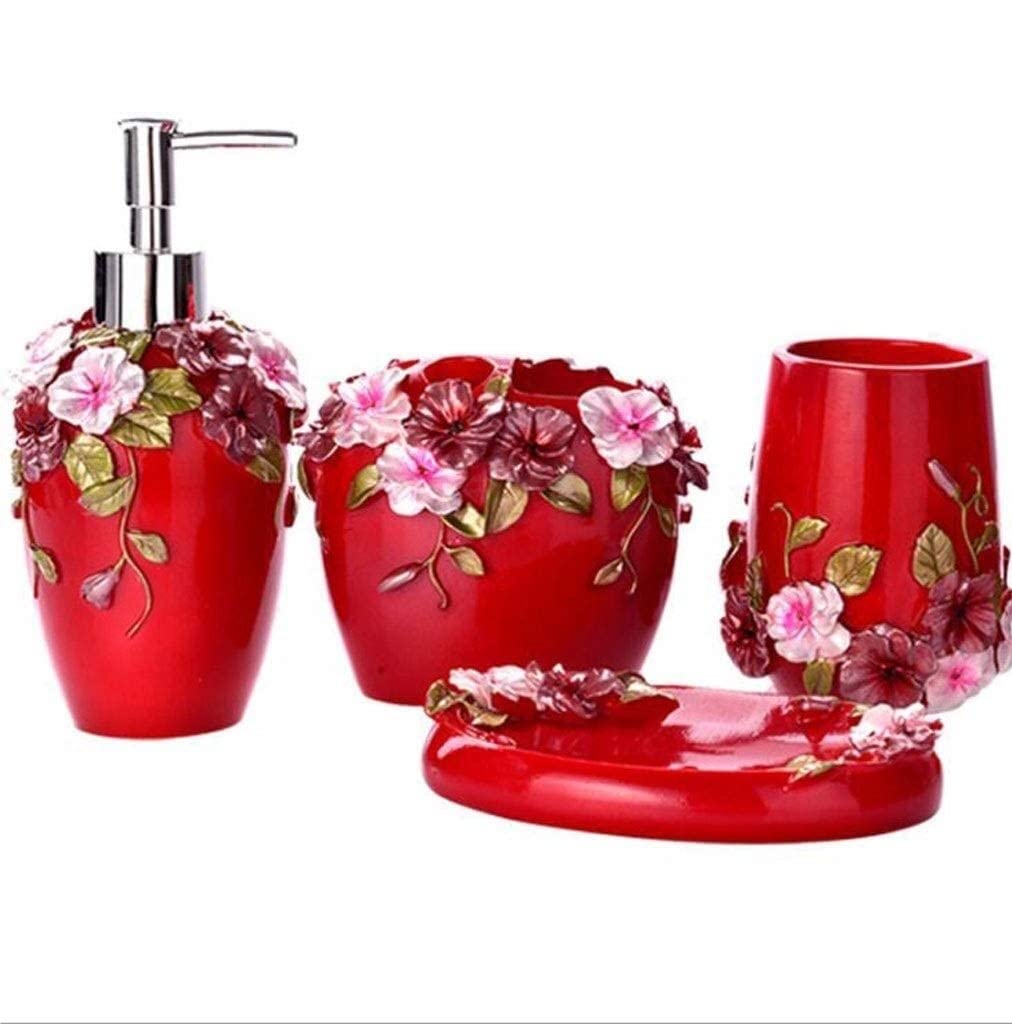 Set accessori bagno moderni beige in resina dispenser + portaspazzolini Sahara