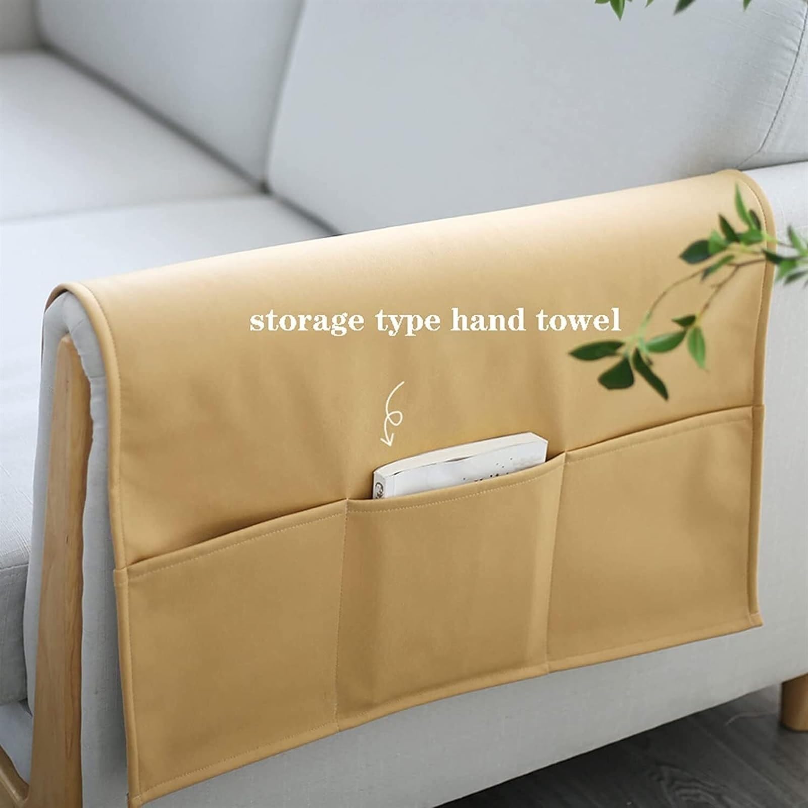 Organiseur multicolore pour accoudoir de canapé avec 4 poches de rangement de chevet pour canapé, 80 x 110 cm, parfait pour les collations à distance et les essentiels Jaune
