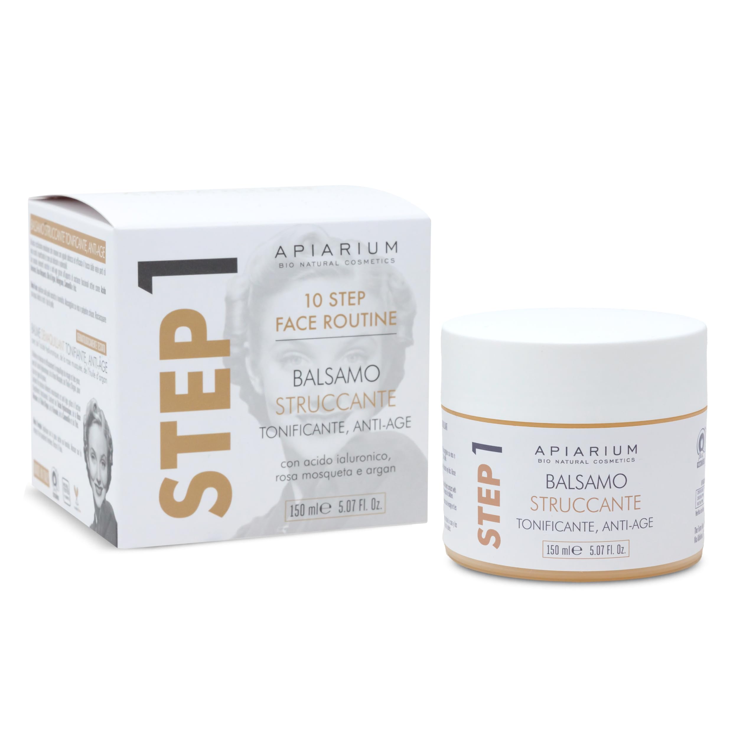 APIARIUM Balsamo Struccante Viso e Occhi Anti-Age con Acido Ialuronico – Burro Detergente Tonificante, Step 1 Skincare Routine, 150 ml