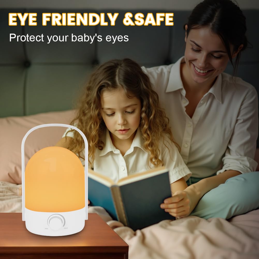 HOTUT Bezprzewodowa mini lampa stołowa LED, przenośna lampka nocna z uchwytem, 2 kolory do ściemniania, latarnia kempingowa LED, ładowalna lampka nocna USB do ogrodu, na kemping