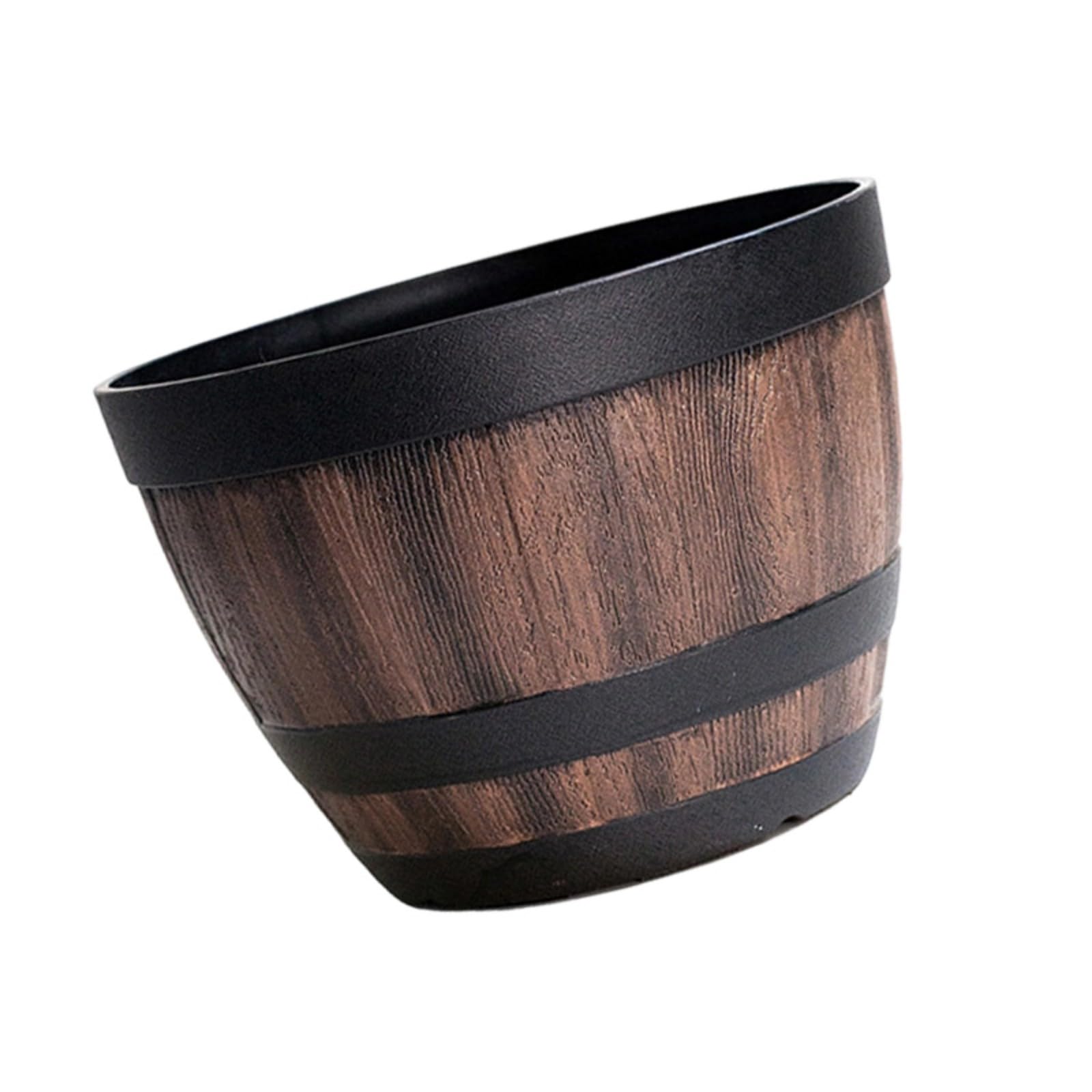Piceioep Simulation Wood Bucket Resin Flower Container Bucket Shape Planter Home Decoration Outdoor Farmhouse Ornament Resin Plant Container