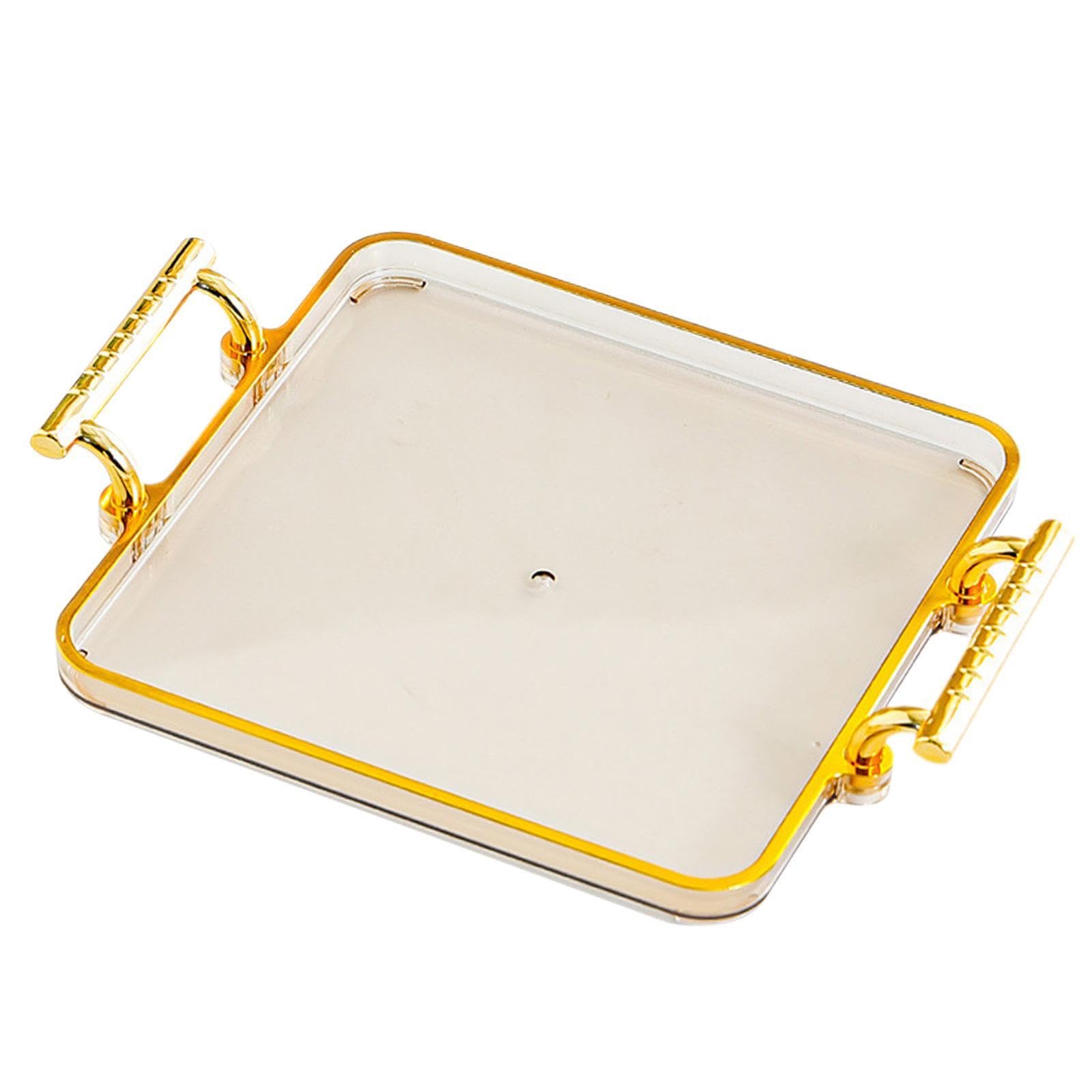 PIXZCSA Sink Dresser Home Decor Cosmetic Trinket Tray Save Space Multi Purpose Jewelry Storage Organization Needs Makeup Soap Jewelry Dish, Amber, 23x18.5x3.5cm