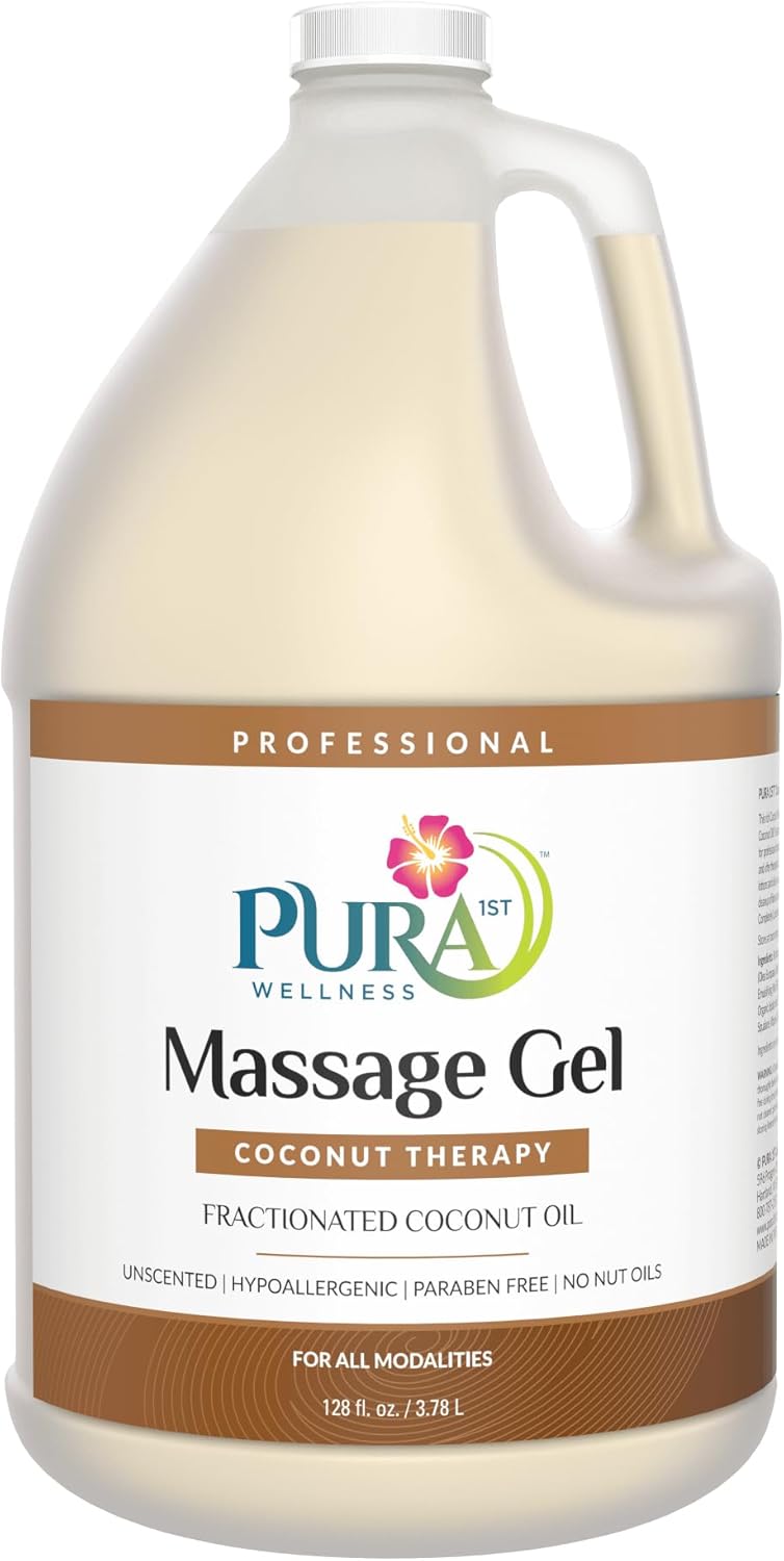 Coconut Therapy 1 Gallon Massage Gel, Coconut Oil, Professional, Massage Therapy, Deep Tissue, Unscented, Natural Ingredients, Skin Hydrating, Moisturizing, Muscle Relief, for Bruising