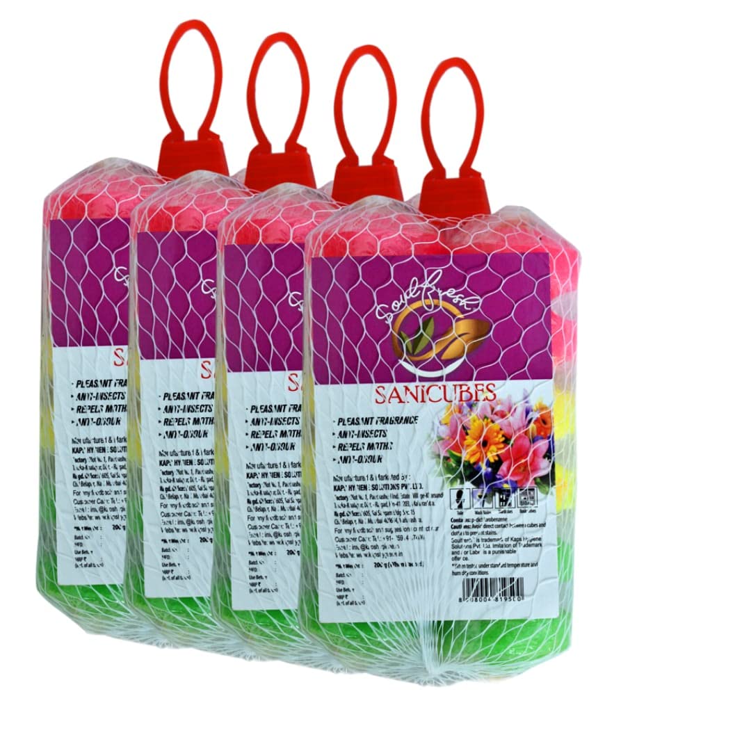 SOULFRESH Sanicubes Bathroom Freshener,Toilet, Shoe Rack, Urinal Cubes, Urinal balls (Pack of 4) Total 800gm