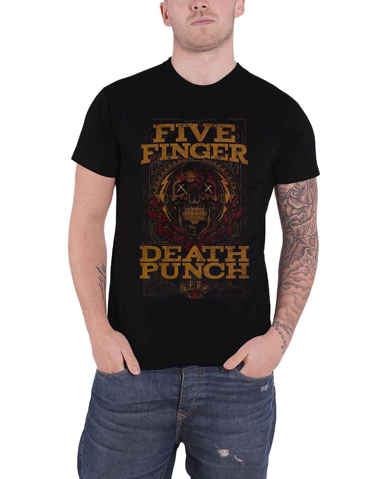 Five Finger Death Punch 'Wicked' Logo T-Shirt - Official Men's Black Band Tee, Size L