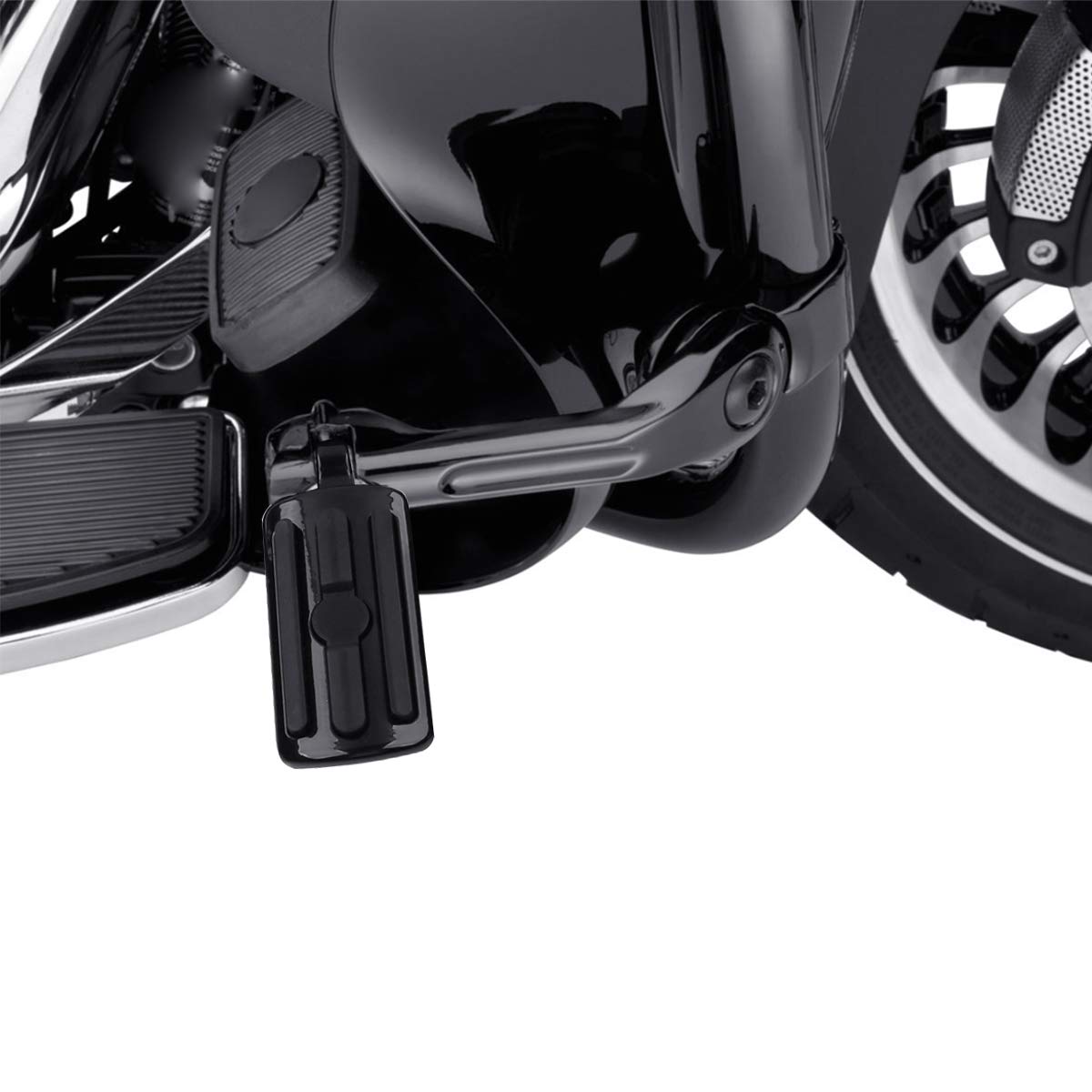 Green-L Uniwersalny motocyklowy regulowany podnóżek szosowy 1-1/4 cala z długim kątowym uchwytem montażowym pasuje do Yamaha Harley Touring Road King Street Electra Glide Ultra Sportster Softail Dyna