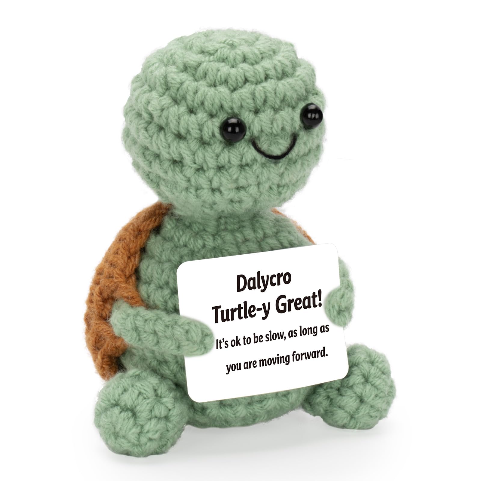 Dalycro Positive Crochet Animals Handmade Turtle with Encouragement Card Mini Crochet Doll Inspirational Gifts for Women Men Birthday (Turtle)