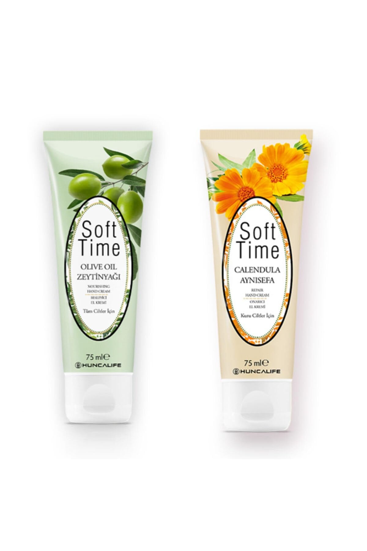 Huncalife Soft Tıme Zeytinyağlı Besleyici 75 ml + Aynısefa Çiçekli, Onarıcı El Kremi 75 ml