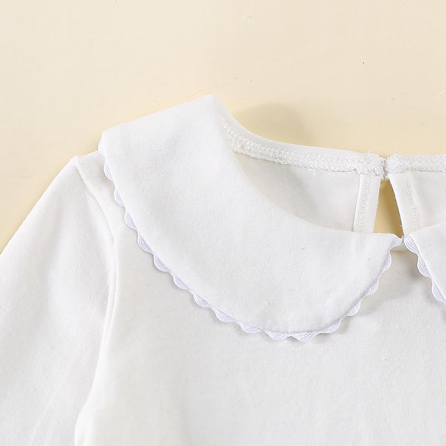 12M-6Y Baby Girls Long Sleeves Solid Color Doll Collar T-Shirt Blouse Toddler Kids Basic Pullover Bottom Tops