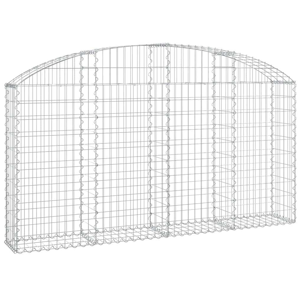 Cesta para gaviones con arco alto, 200 x 30 x 100/120 cm, de hierro galvanizado, diseño moderno, robusto y estable, para jardín, balcón y terraza, maceta grande para relleno de piedra