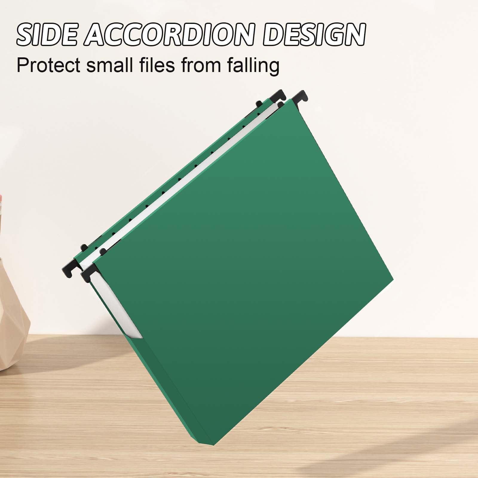 Carpeta colgante de plástico de capacidad extra, tamaño carta, paquete de 12 carpetas colgantes reforzadas, diseño expandible lateral, expansión resistente de 2 pulgadas, organizador colgante
