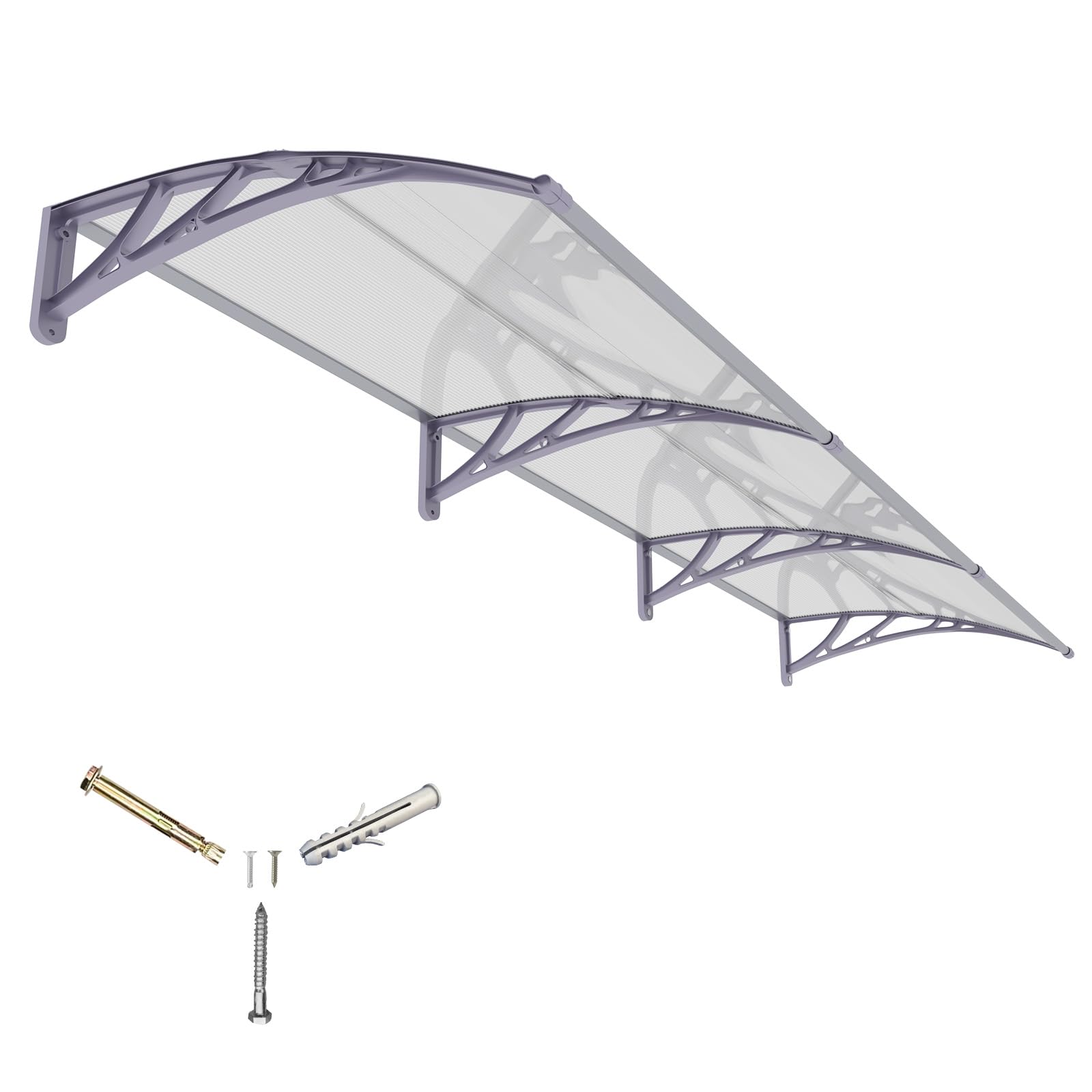DAWNINGHOMM Front Door Canopy Outdoor Awning, 300 x 100 cm Awnings for Patios Porch Rain Shelter with ABS Bracket,Polycarbonate Sheet, UV,Snow Protection