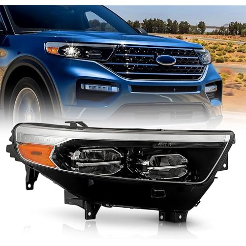 ACANII - For 2020 2021 2022 Ford Explorer Base Model w/Single LED Tube Headlight Headlamp Replacement Passenger Side