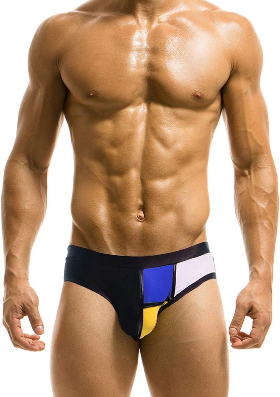 MIZOK Men's Color Block Bikini Swim Briefs Nylon Quick Dry Swimwear Sexy Low Rise Swimsuit - Image 2