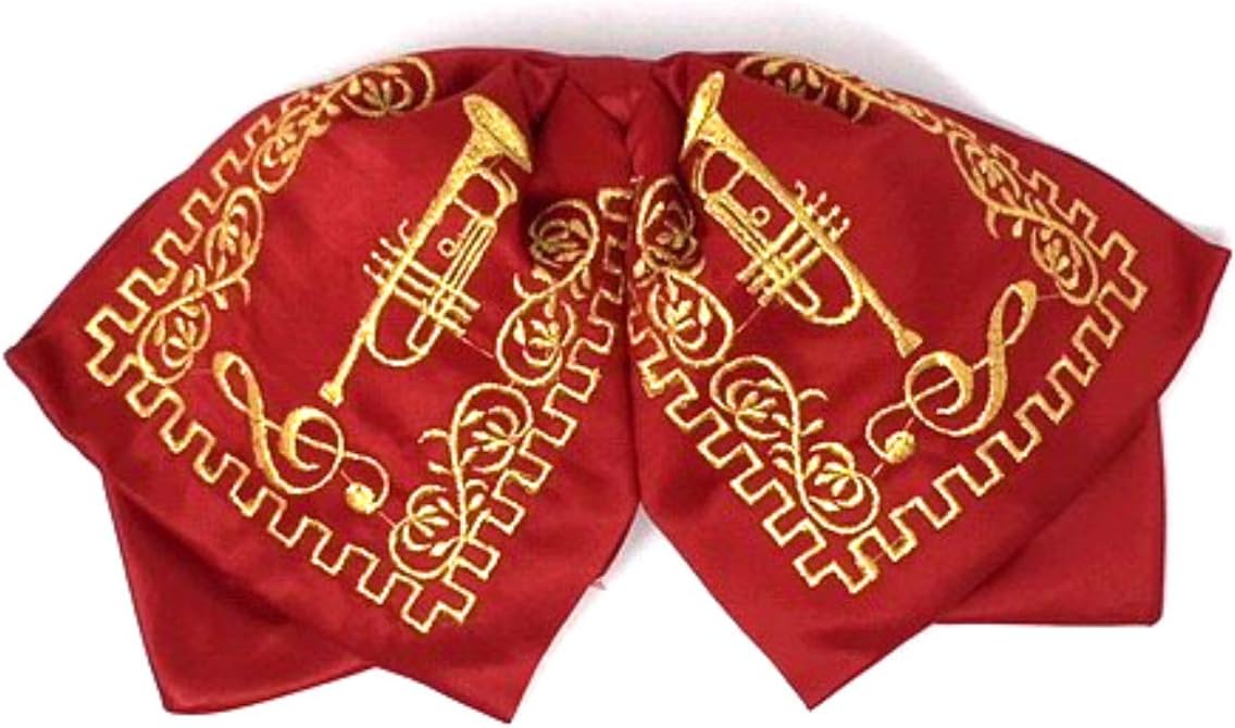 Mexican Charro Bow Tie red elastic band Red and gold detailing necktie mexican charro mono de gala