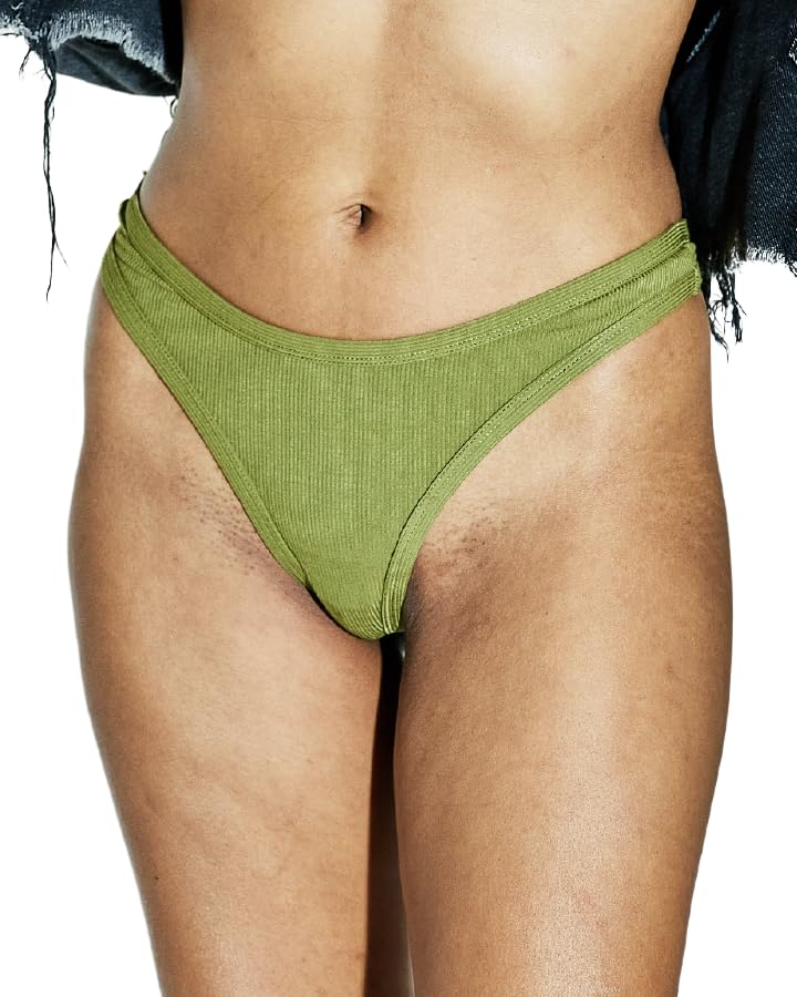 BIG LITTLE LEMONSWomen's High Rise Unique Comfort Ultra-Stretch | Body Sculpting Cut | Made with Soft, Ribbed Blended Fabric Thong Panties (Pack of 1)