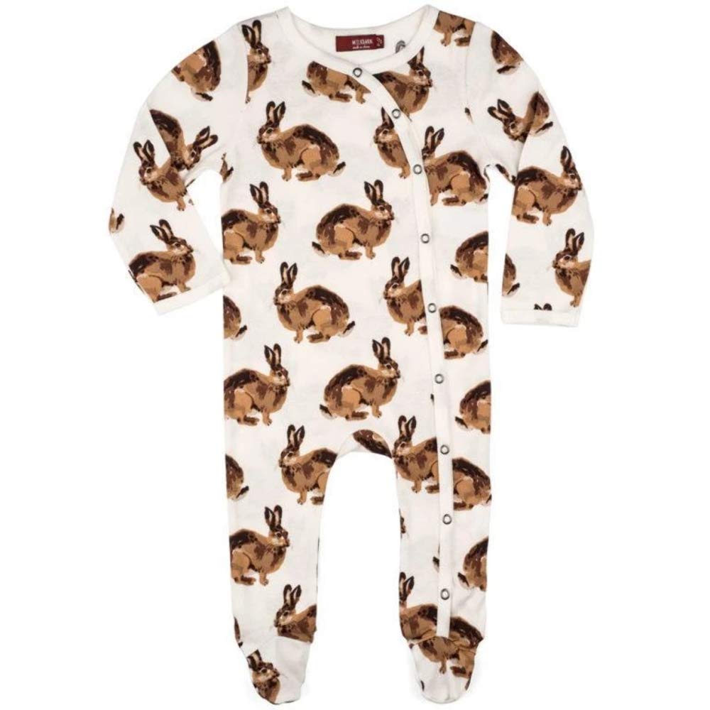 Milkbarn Organic Cotton Footed Romper Bunny, White