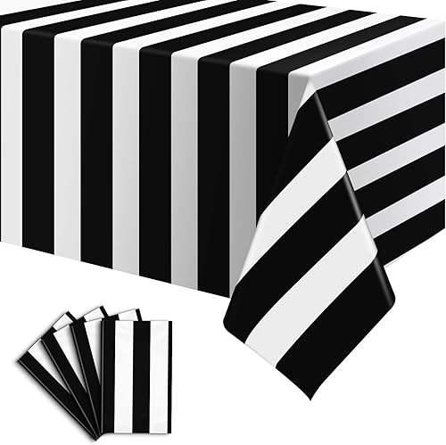 Paquete de 4 manteles de plástico desechables impermeables de 54 x 108 pulgadas, manteles rectangulares para festividades, Halloween, fiestas de