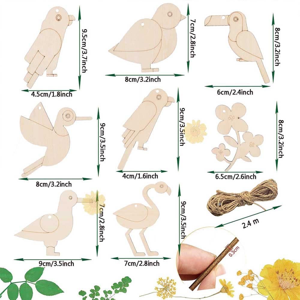 20 Sagome Di Uccellini In Legno Naturale - Pace, 32x35mm - Per Scrapbooking E Decorazioni Fai Da Te
