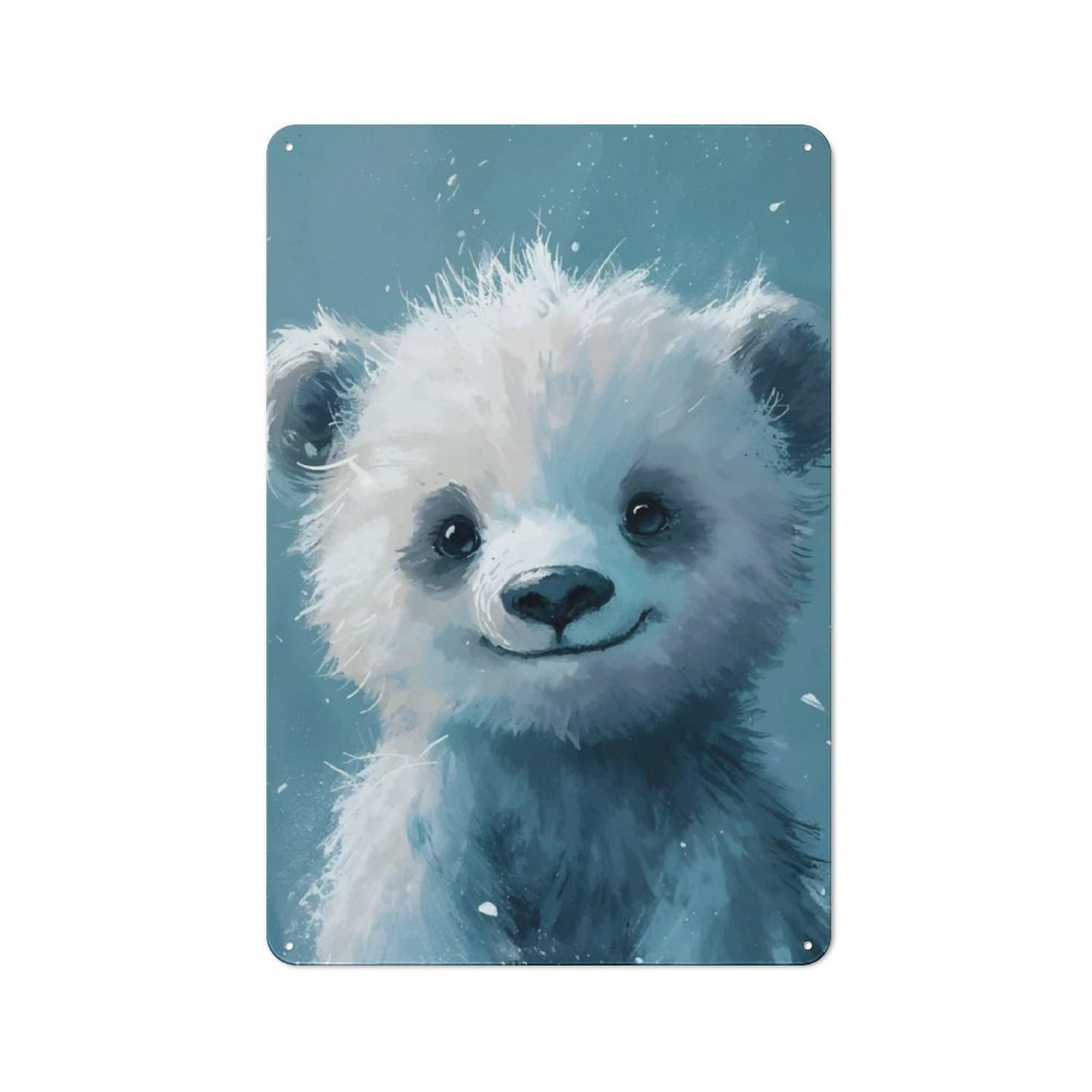 Junmoney Smiling Polar Bear Cub Printed Metal Sign 30X20cm For Kitchen Or Home Bar, For Kitchen Decor Lovers, For Retro Home Interiors