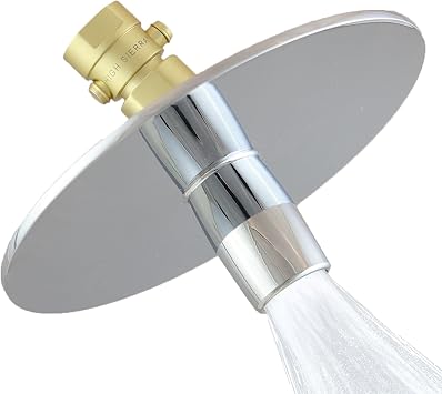 High Sierra Solid Lead-Free Metal NEW Gen 3 Reflections with Trickle Valve 1.8 GPM. High Efficiency Low flow Shower Head & Self-Heating 6 Fogless Mirror In One. Brushed Gold Finish