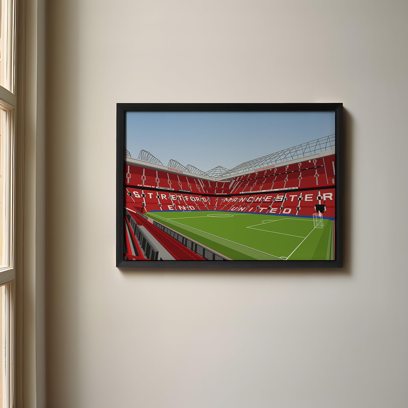 QUOTE - UNQUOTE ART, Manchester United Wall Art, Old Trafford, Manchester United Frame, 13x17 inches, Black Frame