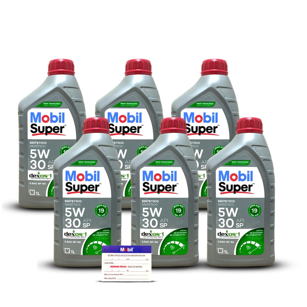Kit Troca 6 L Óleo de Motor Sae 5w30 Mobil Super Dexos 1 Api Sp ilsac Gf-6a Sintetico