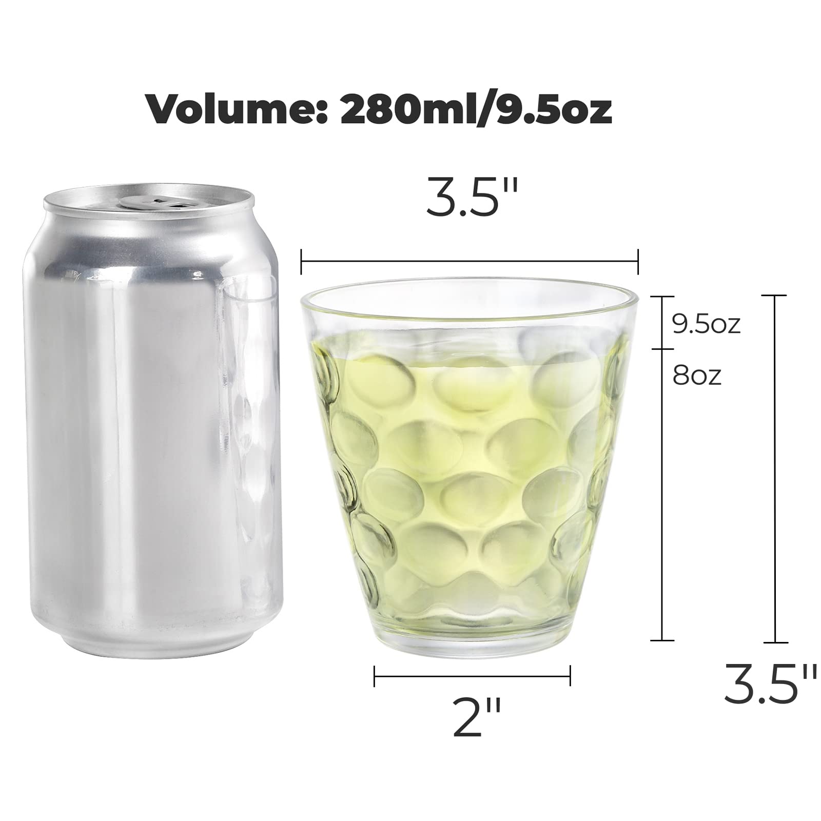 Hiceeden Set of 9 Plastic Tumblers Drinking Glasses, 280ML/ 10 OZ Unbreakable Clear Water Cups - Image 2