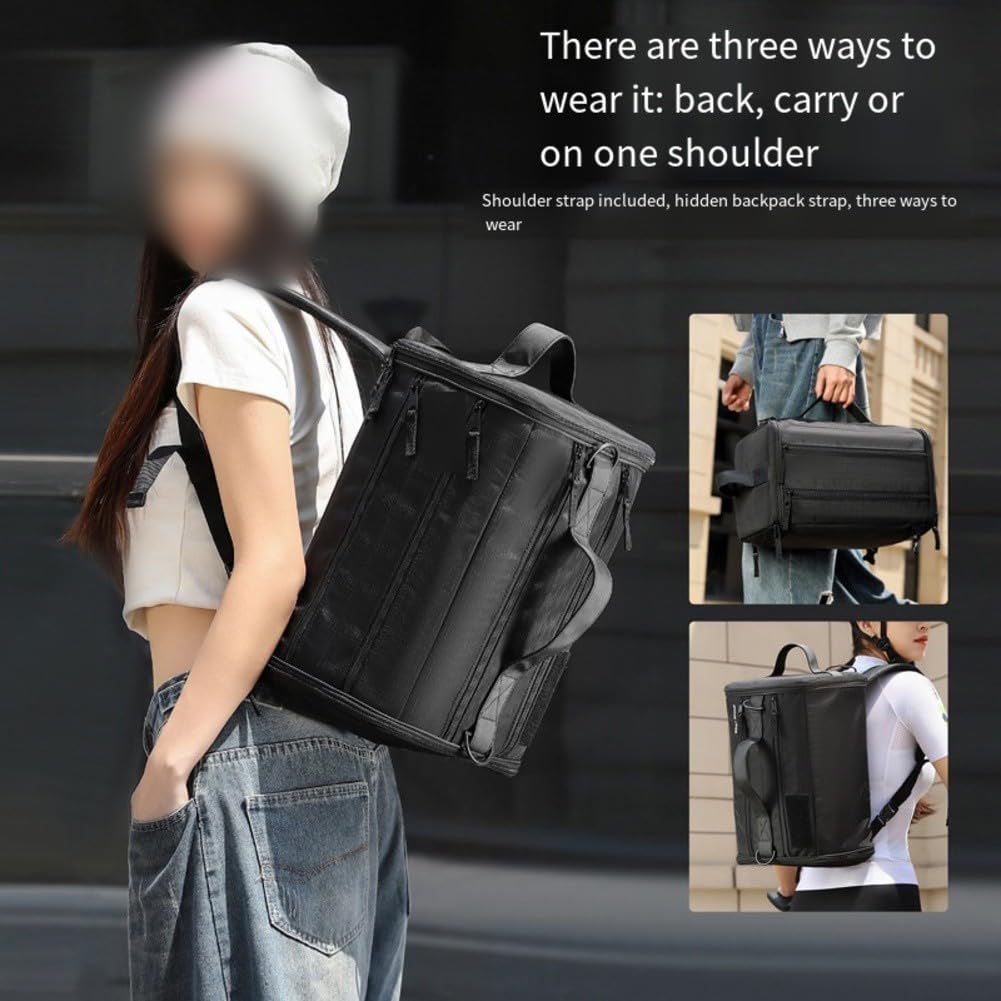 Borsa da bicicletta da 22 litri con scomparto per scarpe indipendente, zaino da ciclismo impermeabile per pendolari e viaggi, 3 vie per trasportare attrezzi sportivi, nero
