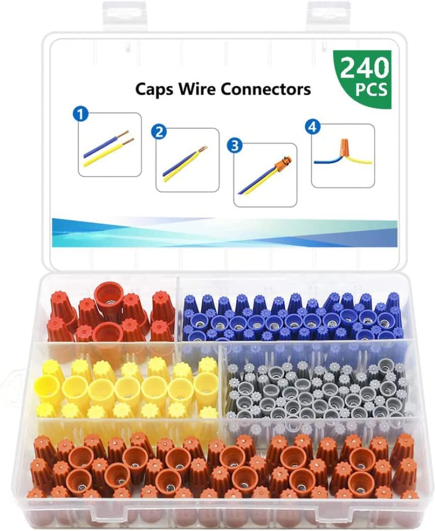 Viti filettate, set di viti, connettori for cavi elettrici Terminali a vite Kit di connettori a torsione facile con inserto a molla Dadi a torsione Cappucci Connessioni Assortimento Set 240 pezzi