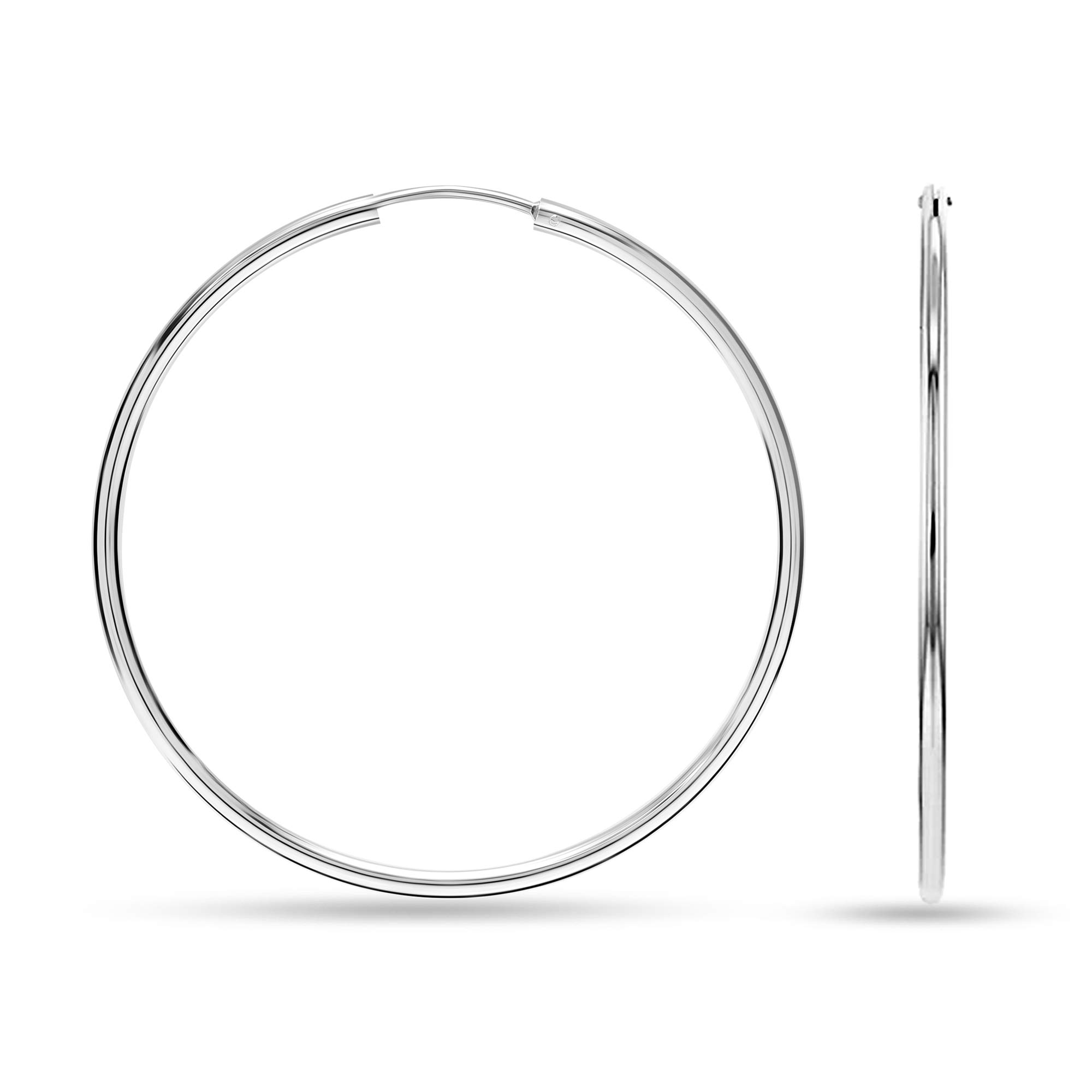 Silver Style 925 Sterling Silver Bali Hoop Earrings for Women & Girls