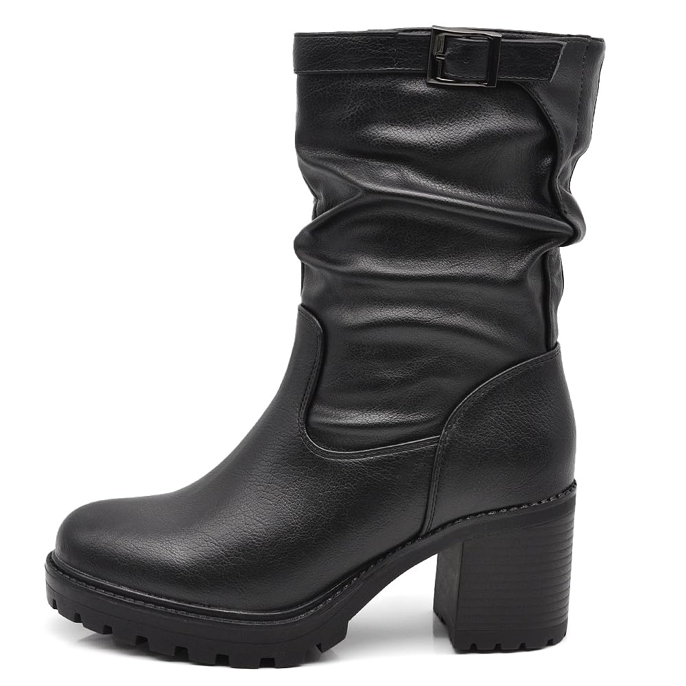 IF FASHION Stivaletti Tronchetti Chelsea da Donna In Pelle Sintetica Con Tacco Grosso Plateau 6629