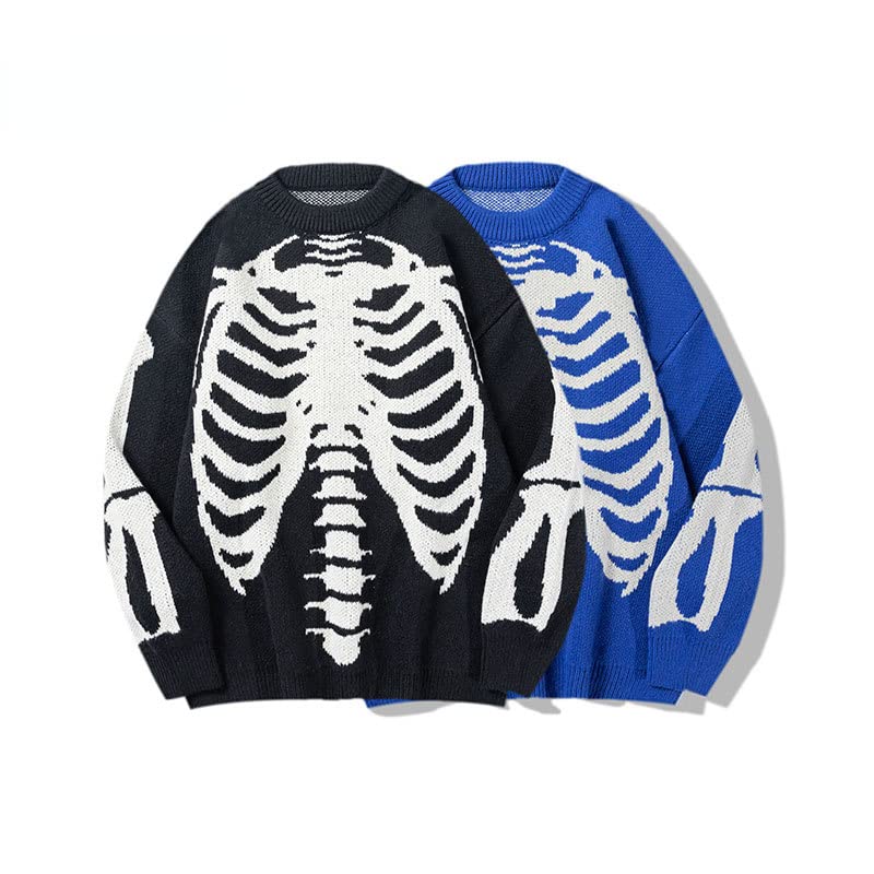 Y2K Hip Hop Oversized Sweater Fairy Grunge Skeleton Knitted Pullover Gothic Tops Aesthetic Punk Streetwear Clothes2