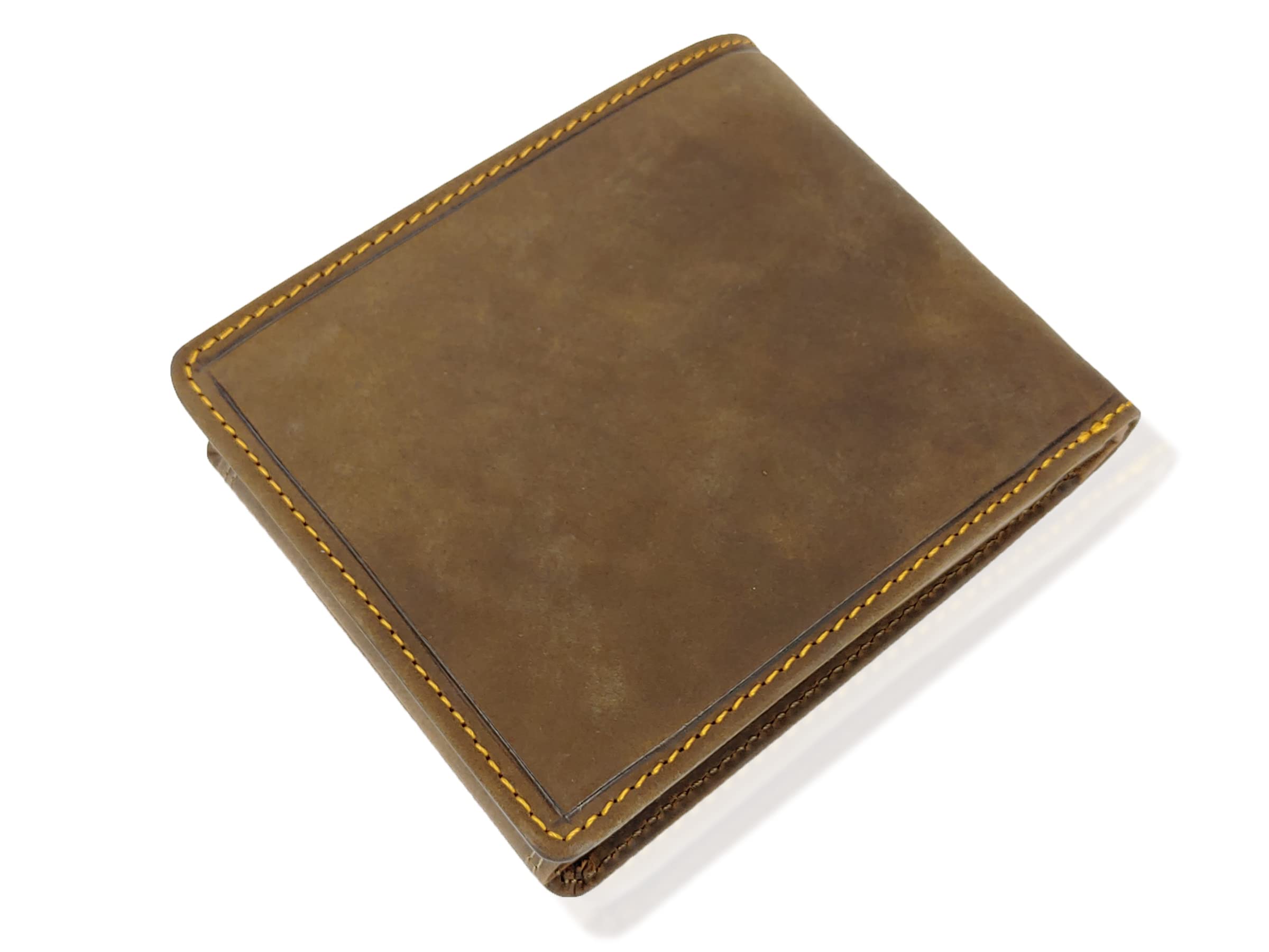 Billetera para Hombre de Cuero Genuino - Billetera Grande de Cuero con Bolsillo para Monedas – Marrón Vintage - Caballo - 12 x 9 x 3 cm