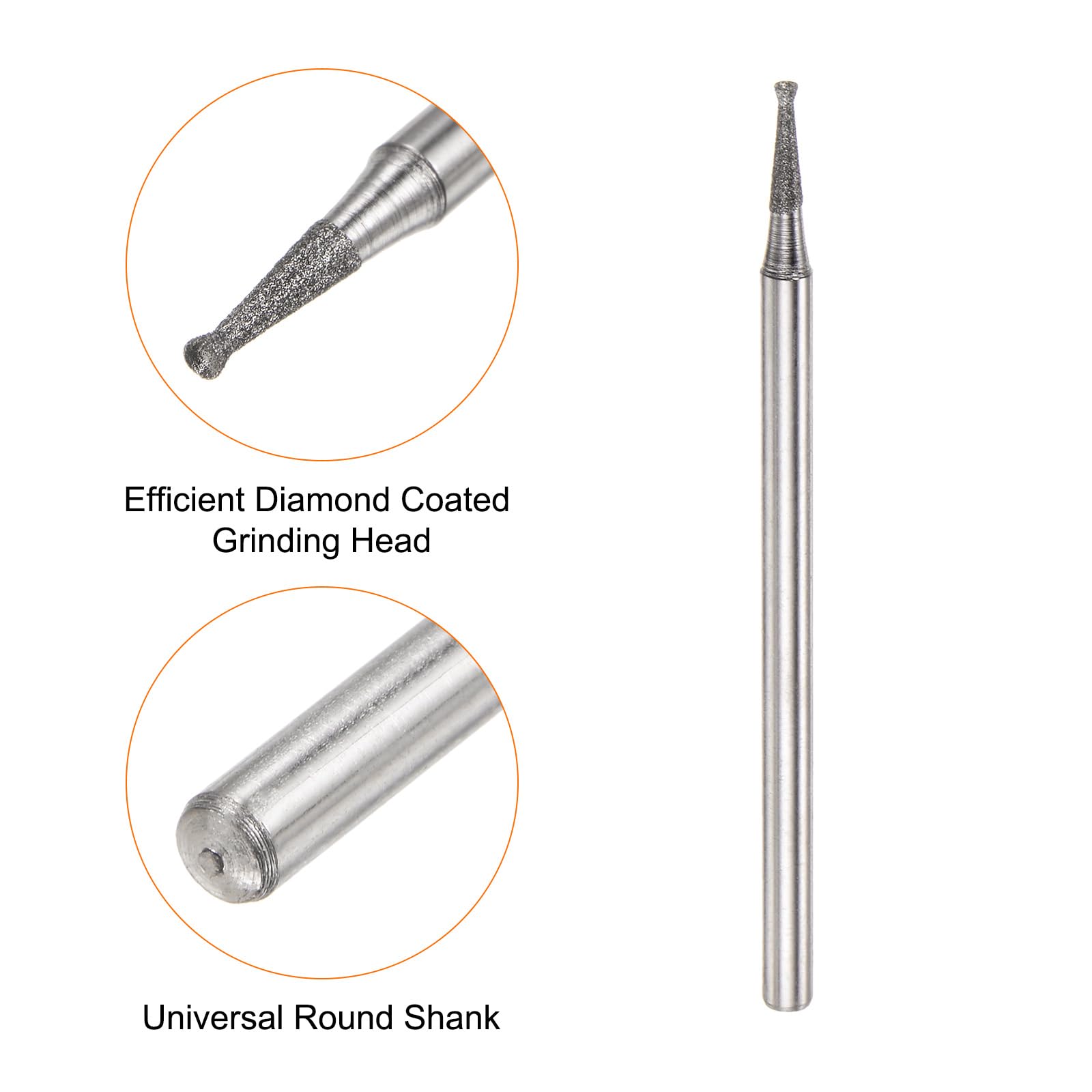QUARKZMAN 10Pz Punte Rettifica Diamante 1 Mm Diametro, Asta 3/32", Trapano Intagliare Testa Sferica, Strumento Rotante Rettifica, Lucidatura, Incisione Giada, Gioielli, Pietra, Ceramica.