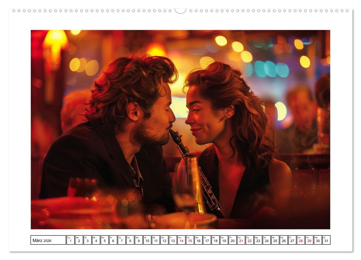 Jazz Geschichten um Mitternacht (hochwertiger Premium Wandkalender 2026 DIN A2 quer), Kunstdruck in Hochglanz: Mitternachtsmelodien: Eine Ode an das Lebensgefühl des Jazz (CALVENDO Kunst)